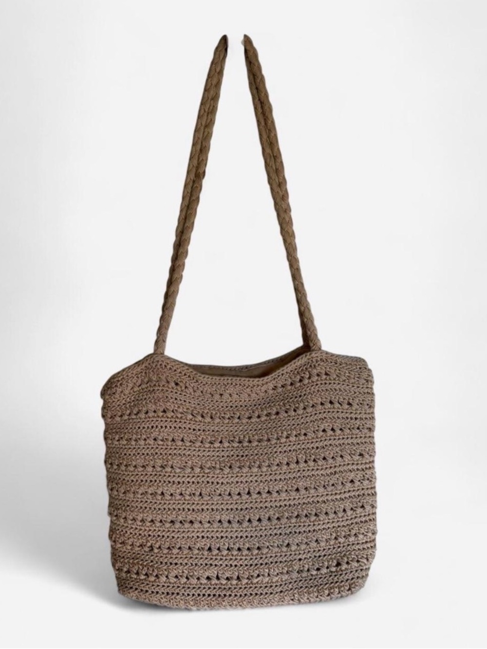 Beige Crochet Shoulder Bag